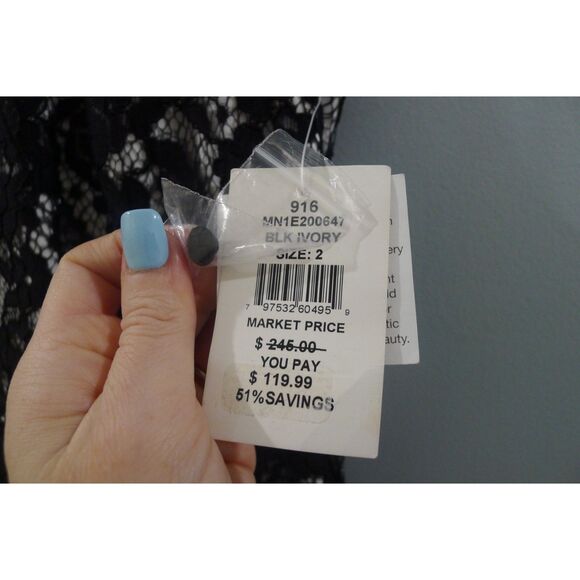 Aidan Mattox Lace Hi Lo Dress - Black Ivory 2 - Picture 6 of 8